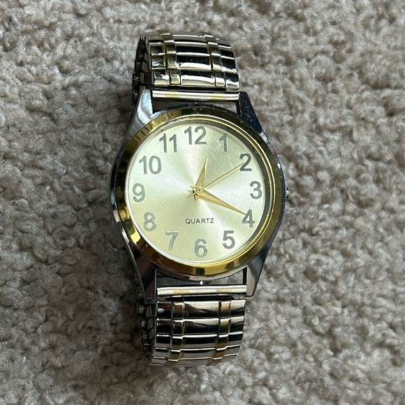 Unisex vintage two tone silver/gold‎ bracelet watch one size stretches - Picture 1 of 7
